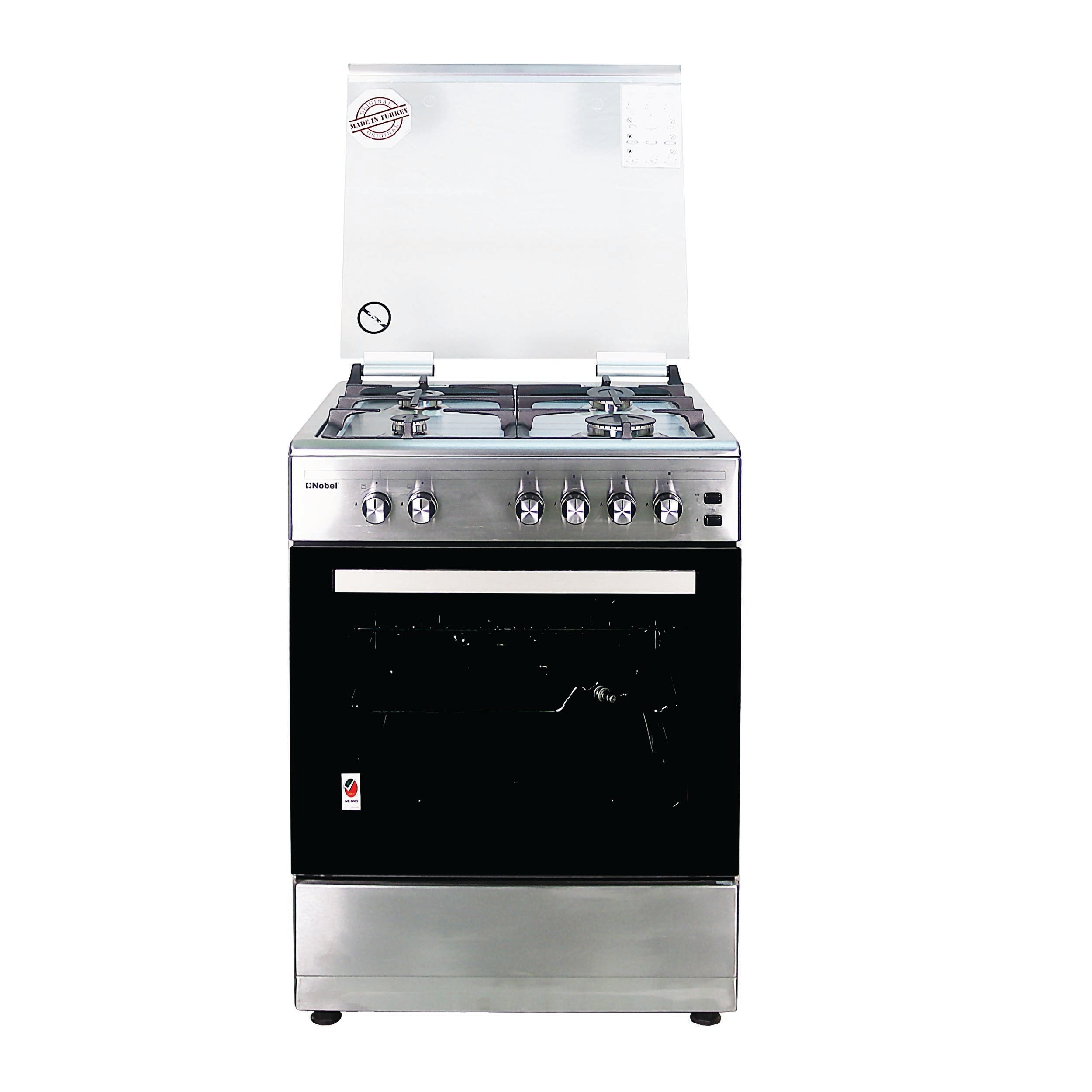 Nobel Gas Cooker Stainless Steel 60X60 Cm 4 Gas Burners Ffd Gas Oven Turkey NGC6062 (Basic Installation Included)