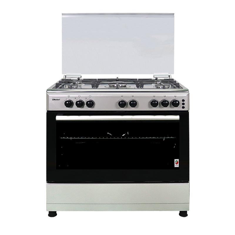 Nobel Gas Cooker Stainless Steel 90X60 5 Gas Burners Ffd Gas Oven Turkey NGC9699 (Basic Installation Included)