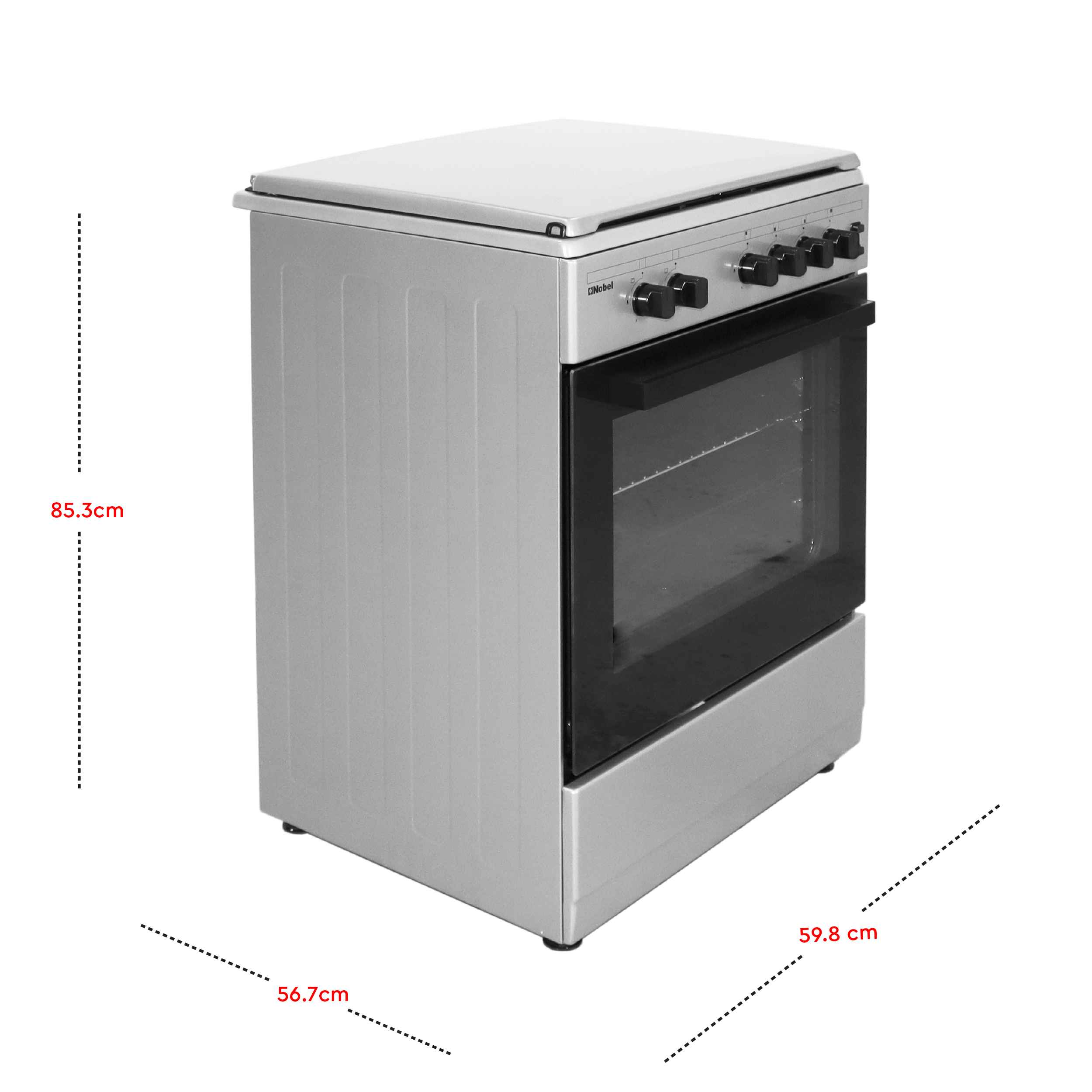 Nobel Gas Cooker Silver 60X55 Cm 4 Gas Burners Ffd Gas Oven Turkey NGC6600 (Basic Installation Included)