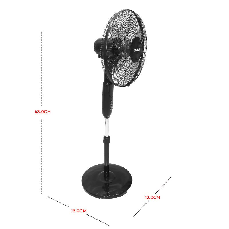 Nobel Stand Fan Black "16"" Stand Fan" 1200Rpm 3 Speed 5 Blades Remote Control NF150