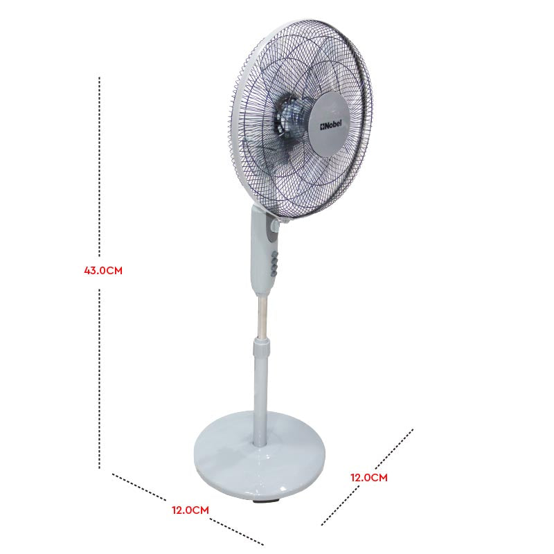 Nobel Stand Fan Gray "16"" Stand Fan" 1200Rpm 3 Speed 5 Blades With Timer NF145