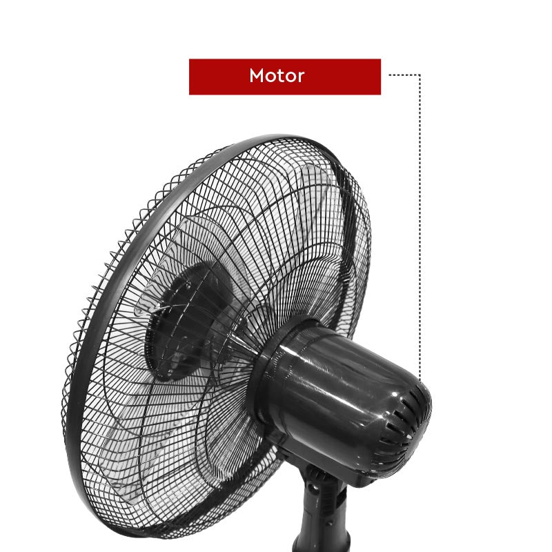 Nobel Stand Fan Black "16"" Stand Fan" 1200Rpm 3 Speed 5 Blades Remote Control NF150