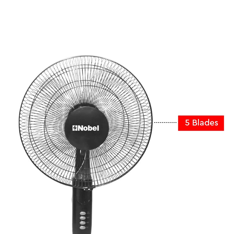 Nobel Stand Fan Black "16"" Stand Fan" 1200Rpm 3 Speed 5 Blades Remote Control NF150