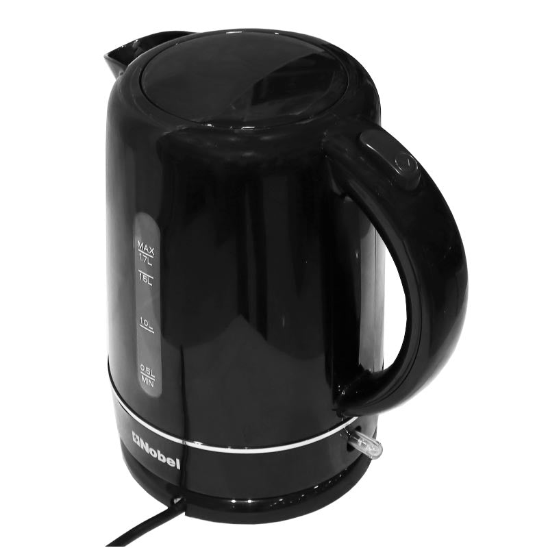 Nobel Kettles Black 1.7 Litre Side Water Window Plastic Body Boiling Dry Protection Auto Shutoff NK17BK