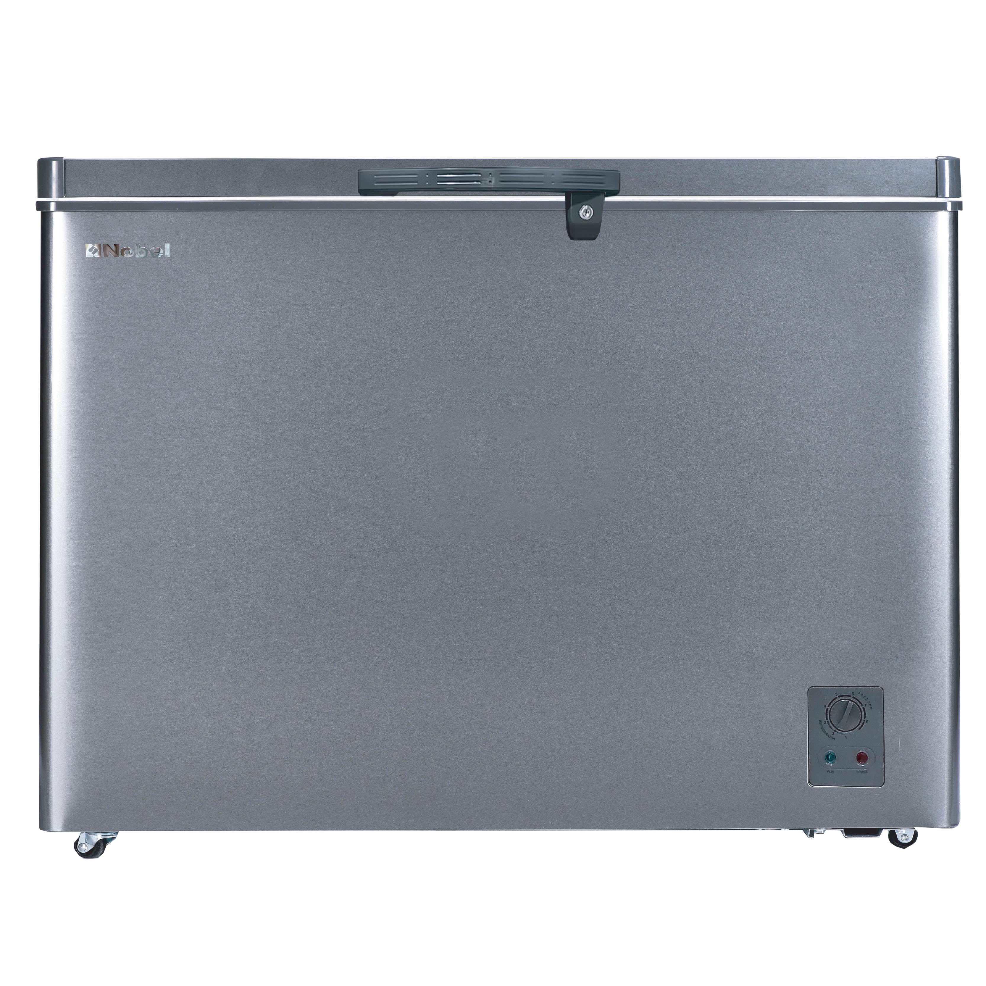 Nobel Chest Freezer Silver Grey 315 Litres White Coated Liner External Handle R600a Inside Condenser NCF425E