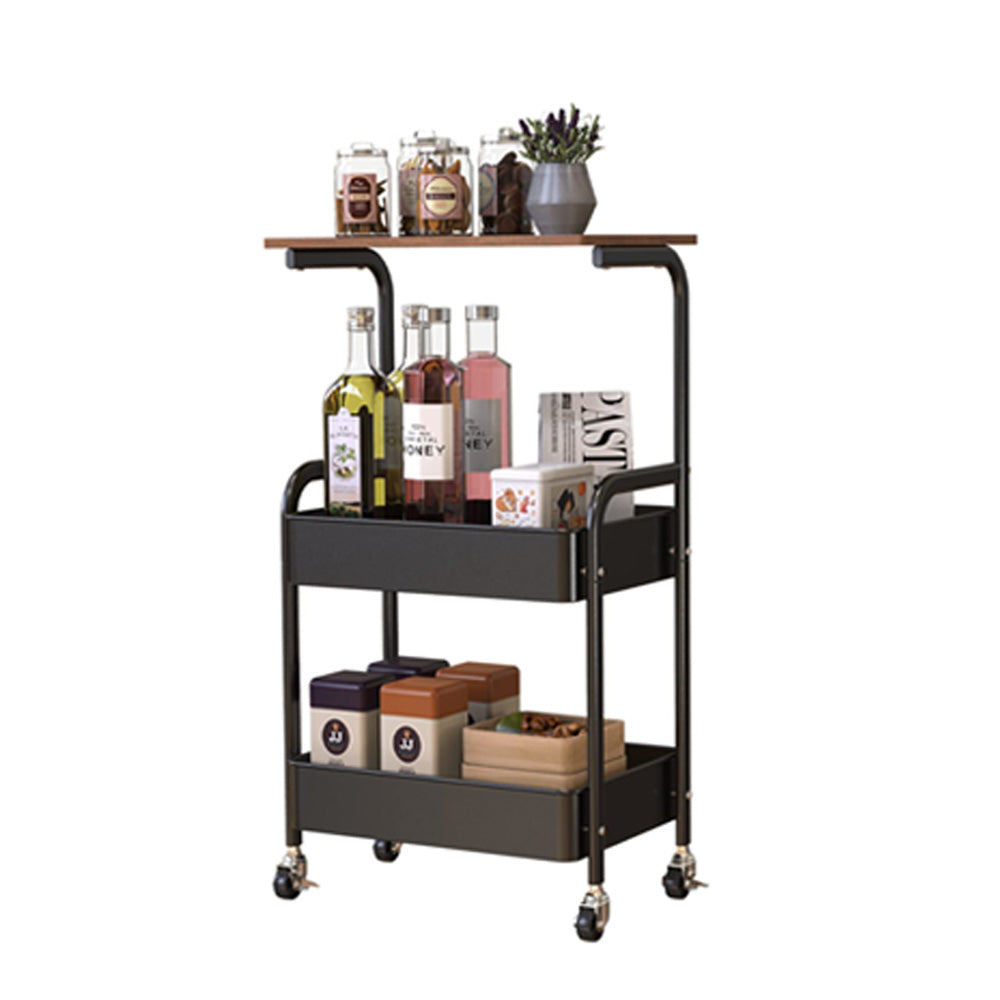 Trolley with Wood Table 0570 Black