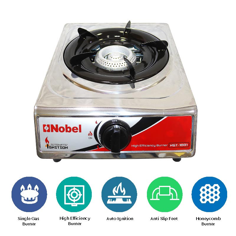 Nobel Gas Stove Stainless Steel Honeycomb Auto Ignition Single Burner NGT1001