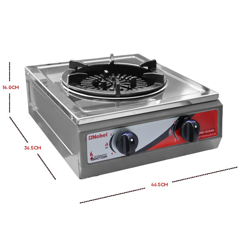 Nobel Gas Stove Stainless Steel Electrophoresis Burner Head Heavy Cast Iron Trivet Auto Ignition Single Burner NGT1010HD