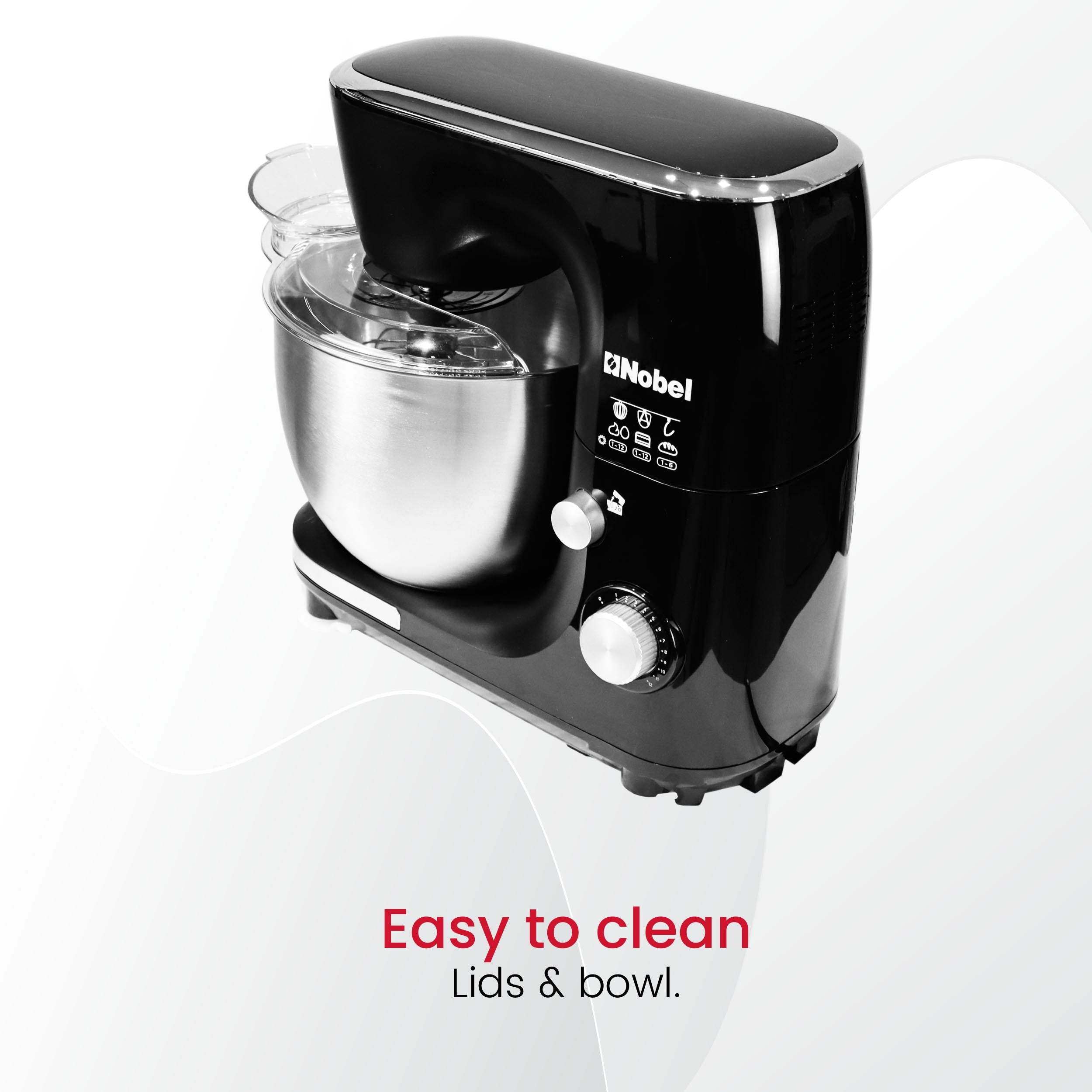 Nobel Bowl Mixer Black 5ltr 8 Speed NBM50