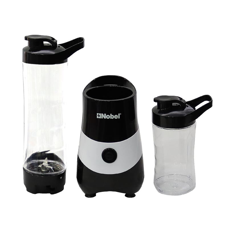 Nobel Table Top Blender Black 600+300 Ml Push Button Control Plastic Body Stainless Steel Blade Over Heat Protection NB600