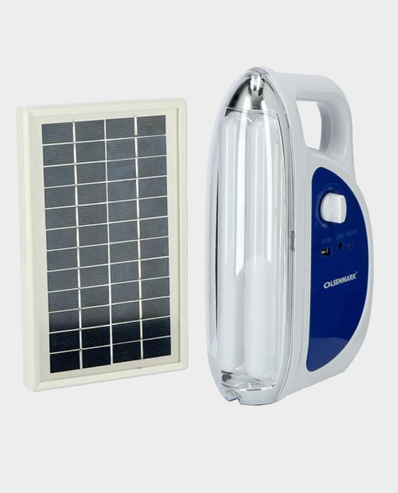 Olsenmark Ome2770 Rechargeable Emergency Led Lantern With Solar Panel - White And Blue